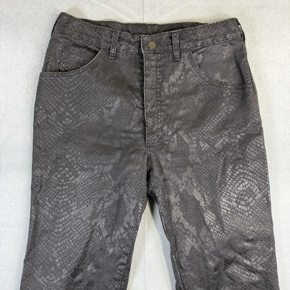 VTG ModZart London Pants Size 30x34* Black Skinny Python Snake Leather Print 80s